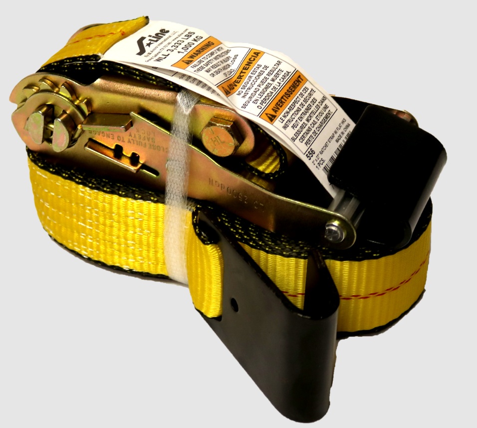 ANCRA 556 2" X 27' YELLOW WIDE HANDLE RATCHET STRAP W/ FLAT HOOKS