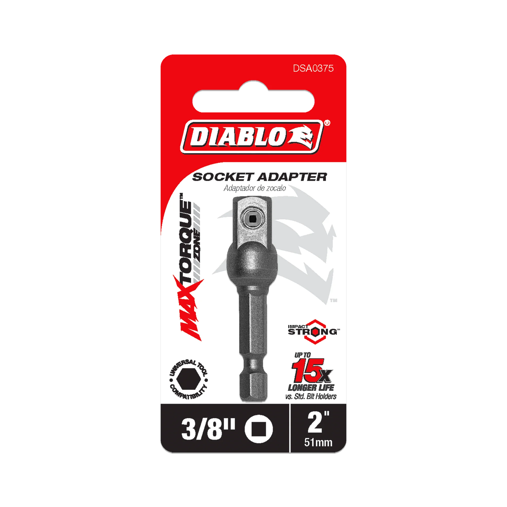 DIABLO DSA0375 3/8 SOCKET ADAPTER 2"