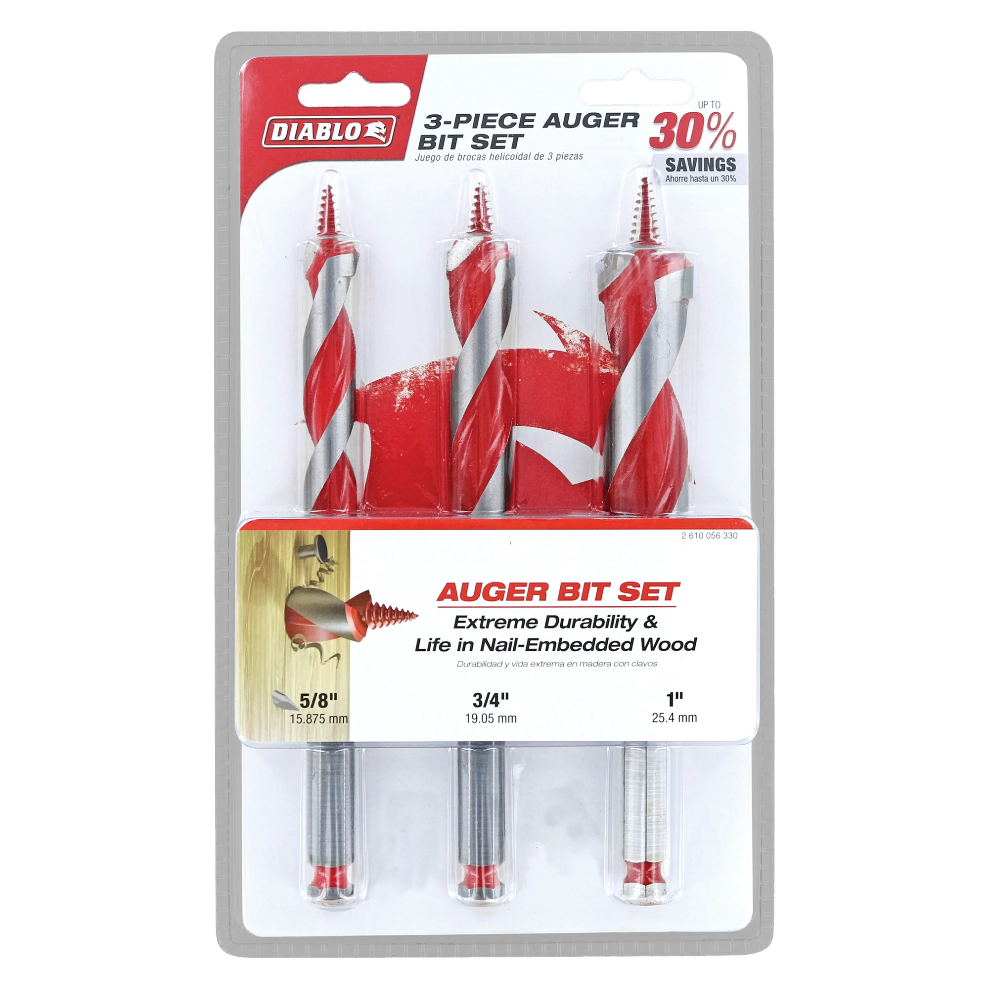 DIABLO DAG1900-S3 3PC AUGER BIT SET