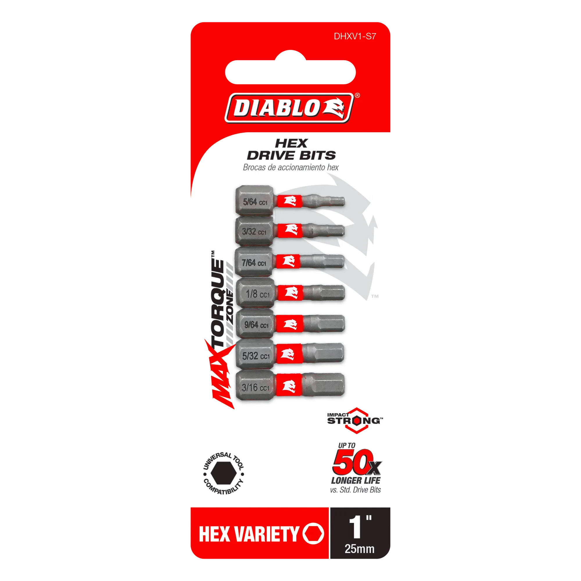 DIABLO DHXV1-S7 7PK HEX INSERT BIT 1"