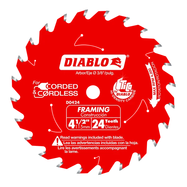 DIABLO D0424X 4-1/2"X 24T THIN KERF