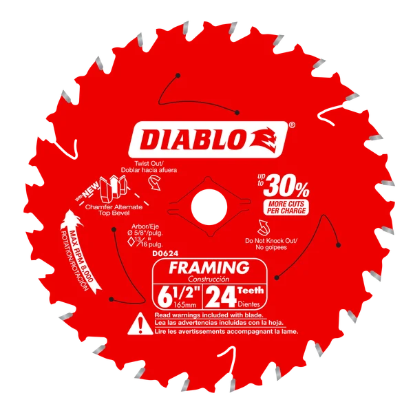 DIABLO D0624A 6-1/2" THIN KERF BLADE
