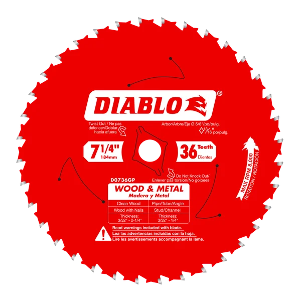 DIABLO D0736GPA 7-1/4"X36T WOOD/METAL
