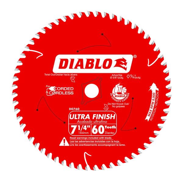 DIABLO D0760A 7-1/4"X60T FINE FINISH BLD