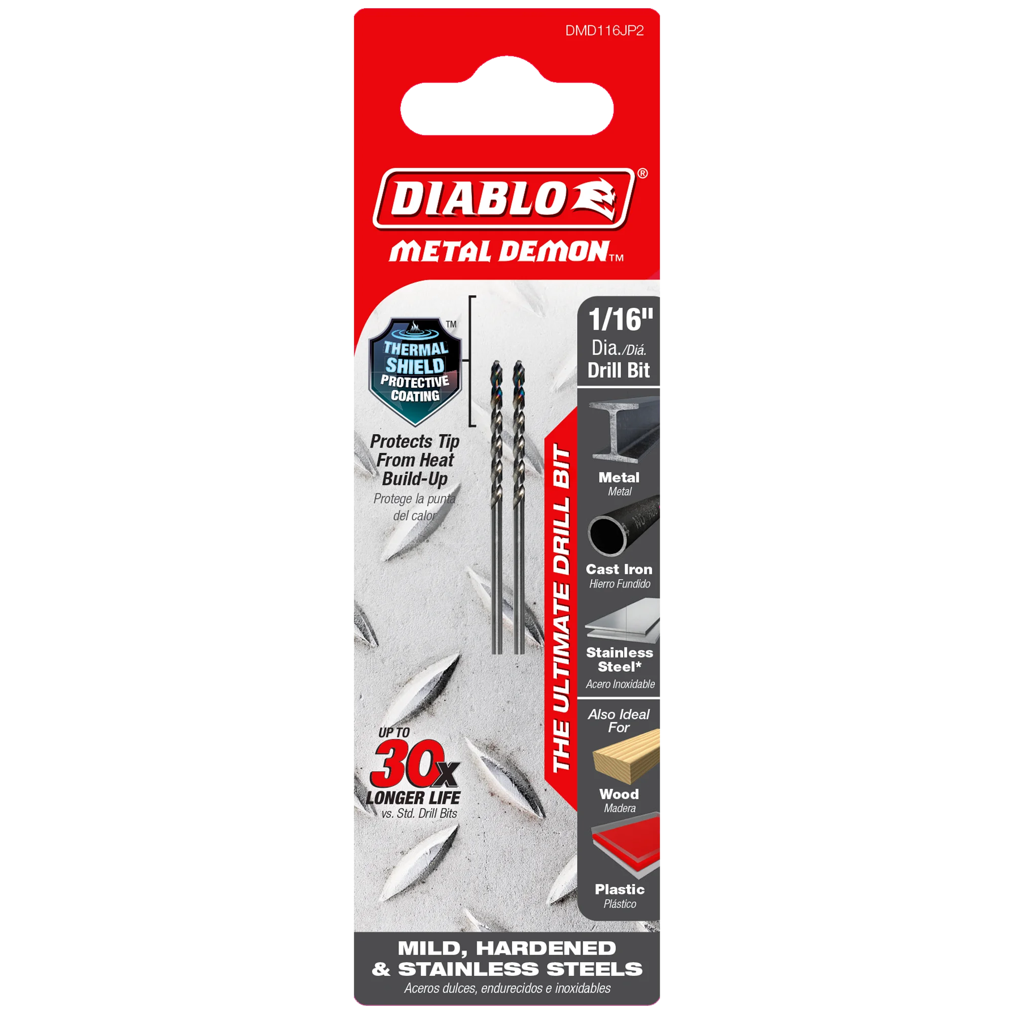 DIABLO DMD116JP2 1/16" METAL DRILL BIT FOR MILD, HARDENED