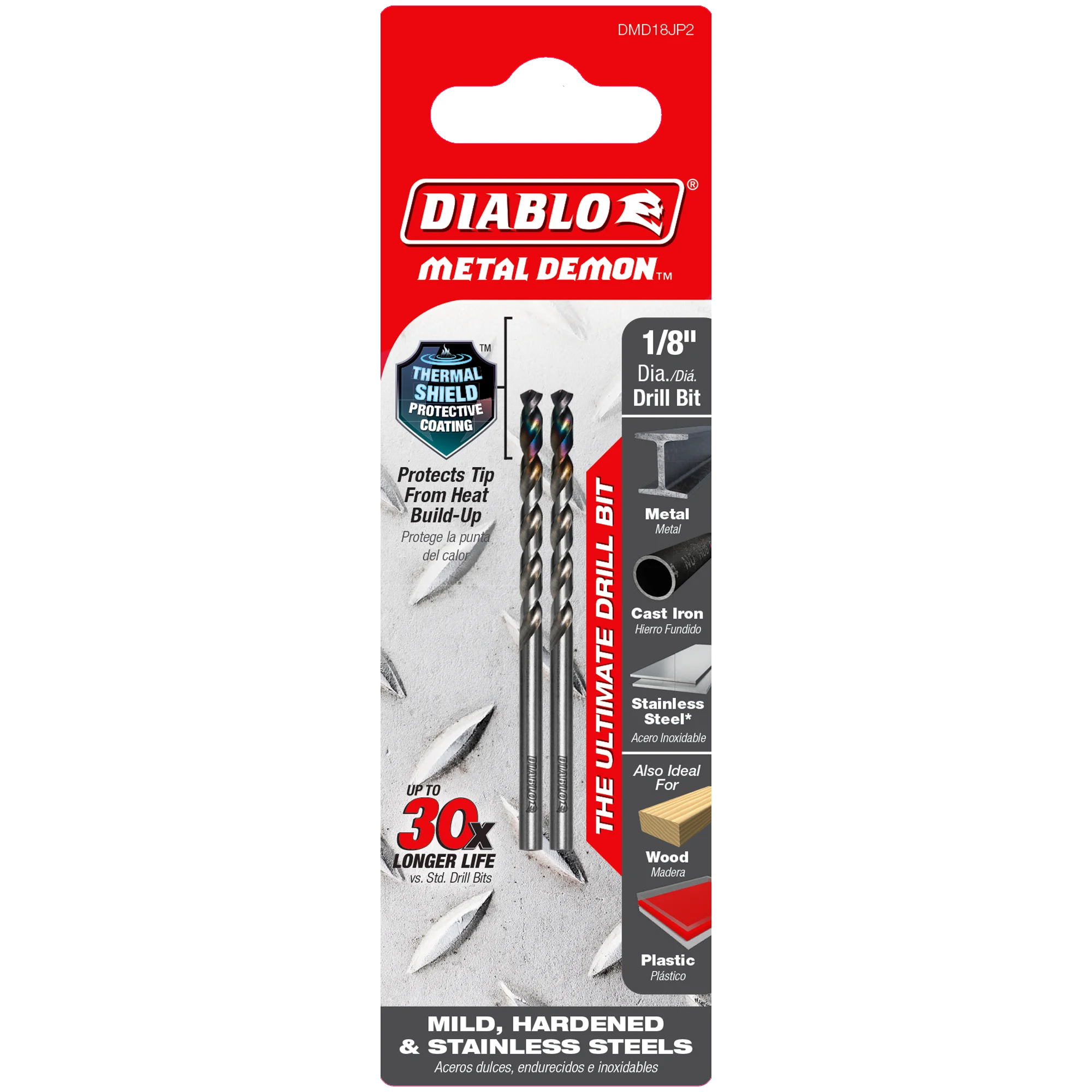 DIABLO DMD18JP2 1/8" METAL DRILL BIT FOR MILD, HARDENED &amp;