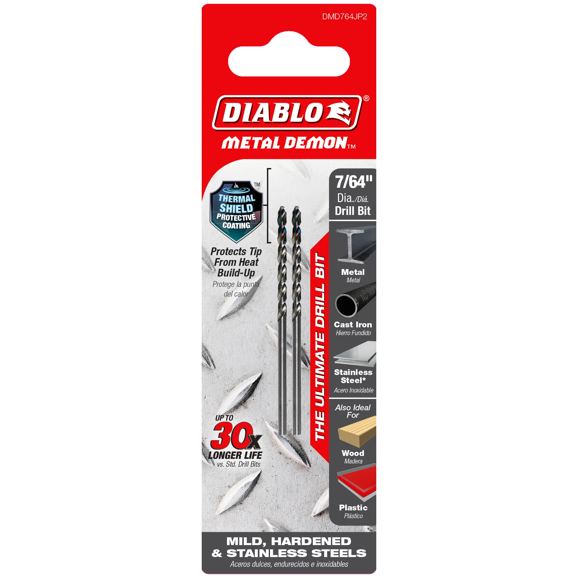 DIABLO DMD764JP2 7/64" METAL DRILL BIT FOR MILD, HARDENED