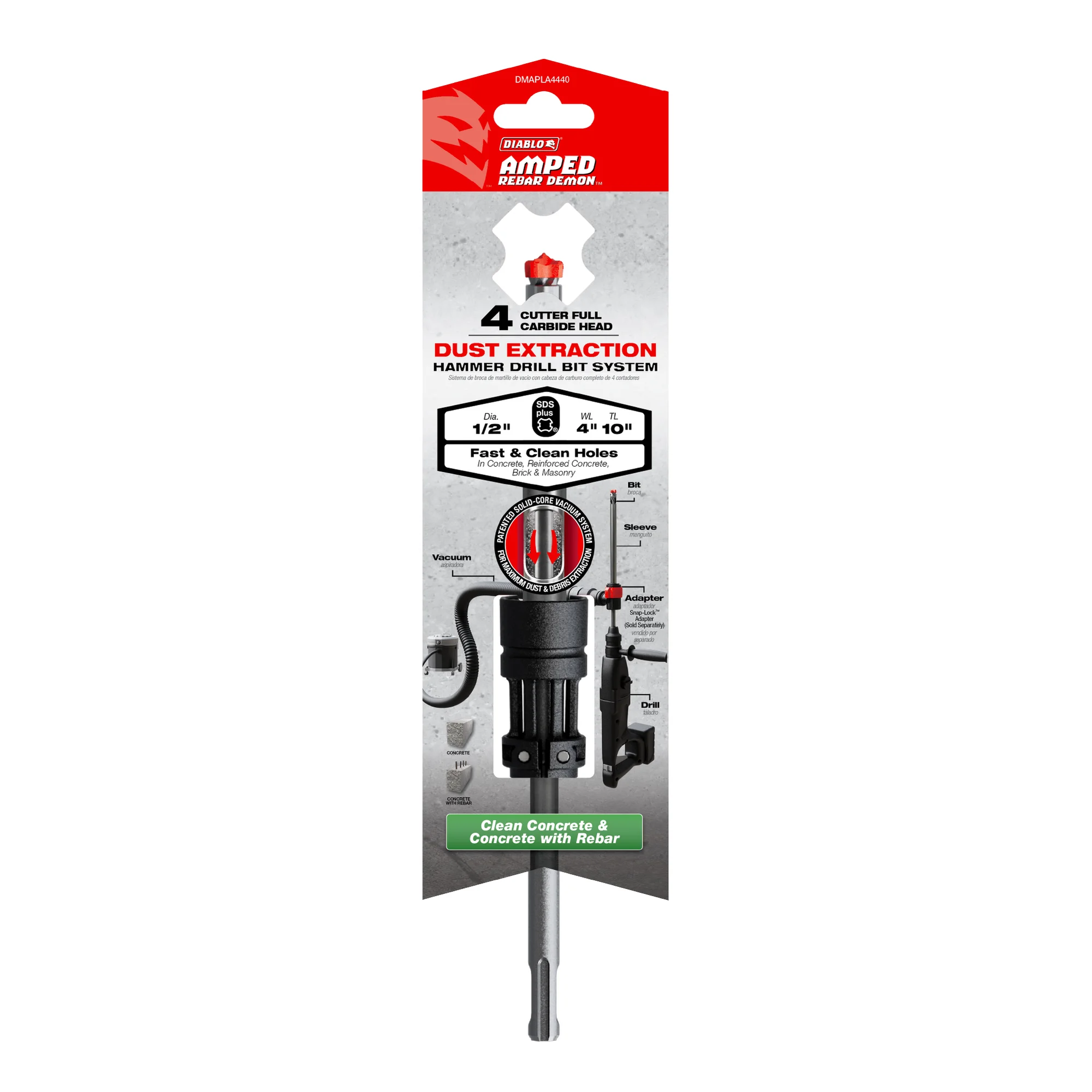 DIABLO DMAPLA4440 1/2"X4"X10" SDS PLUS 4 CUTTER CARBIDE
