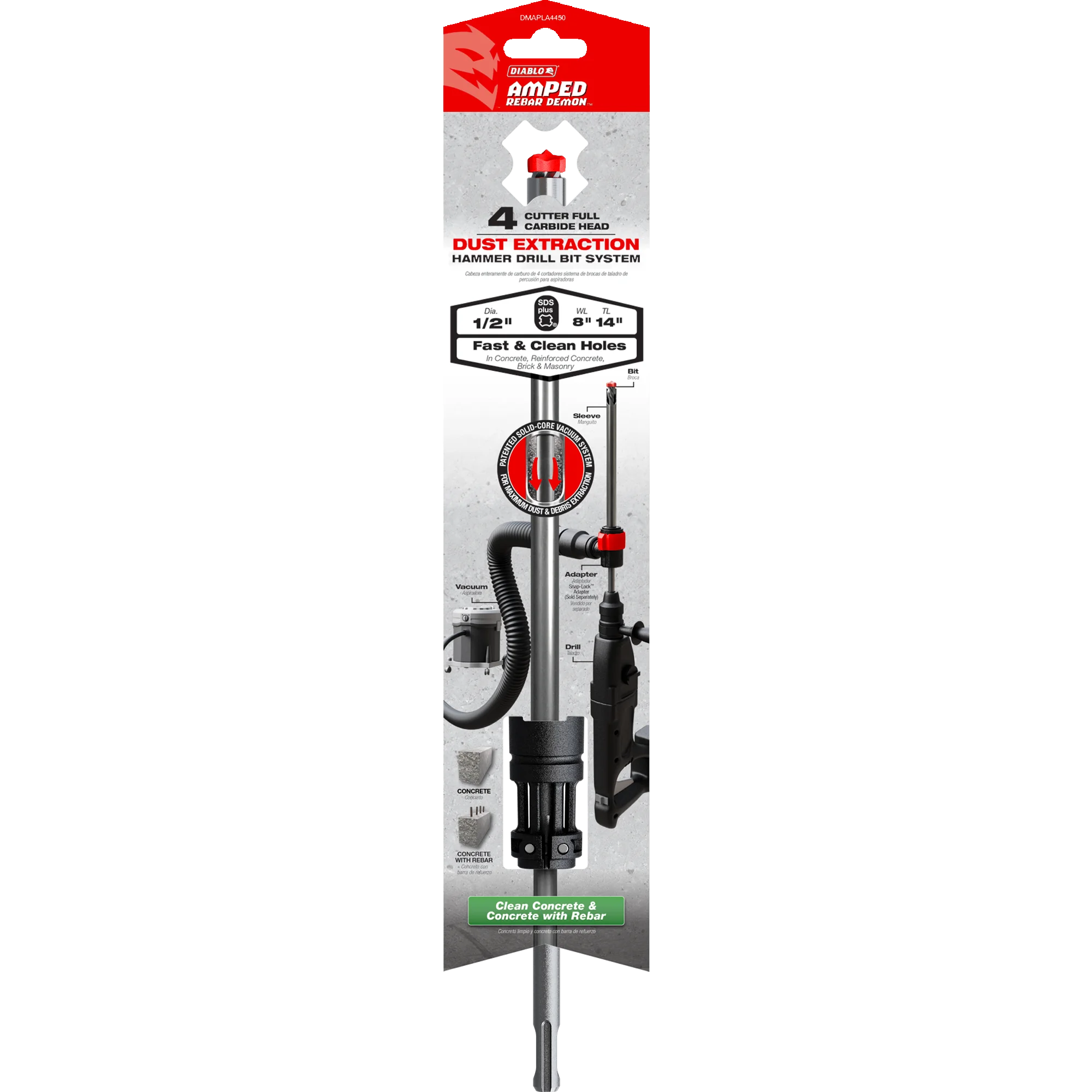 DIABLO DMAPLA4450 1/2"X8"X14" SDS PLUS 4 CUTTER CARBIDE