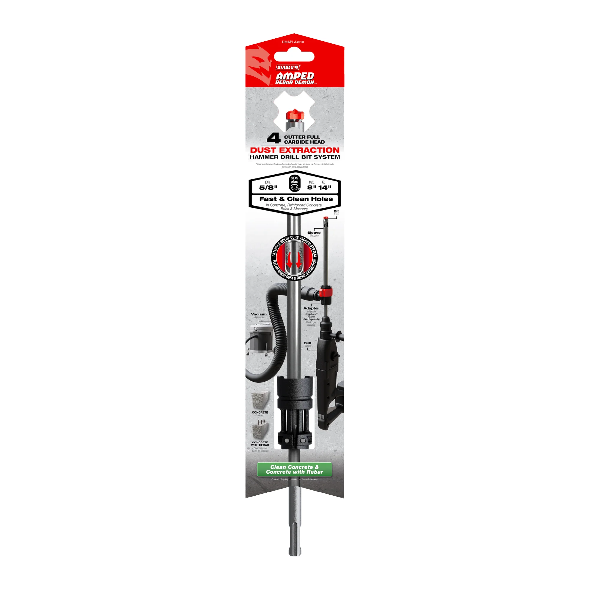 DIABLO DMAPLA4510 5/8"X8"X14" SDS PLUS 4 CUTTER CARBIDE