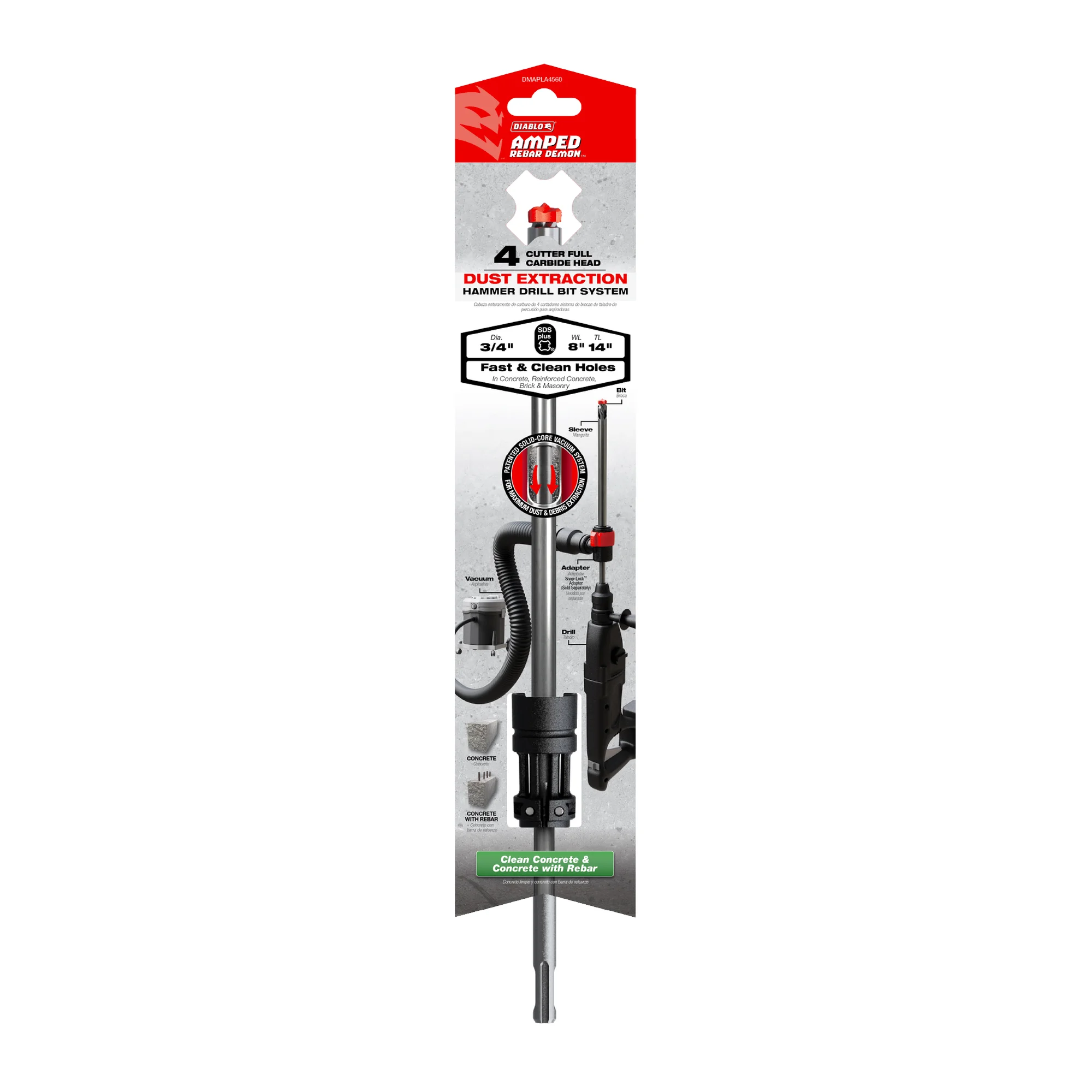 DIABLO DMAPLA4560 3/4"X8"X14" SDS PLUS 4 CUTTER CARBIDE