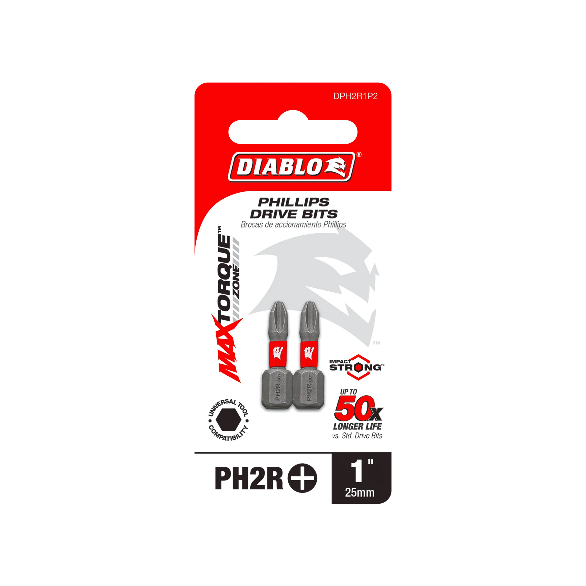 DIABLO DPH2R1P2 2PK PHR INSERTBIT 1"