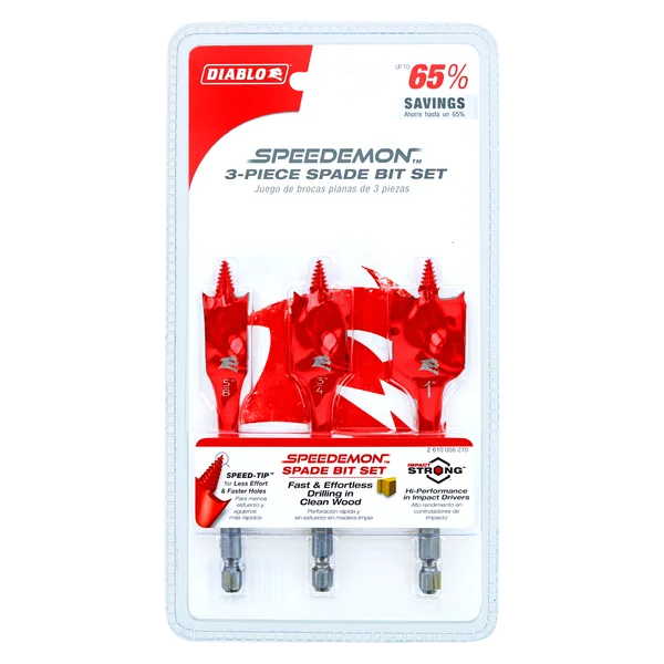 DIABLO DSP1910-S3 3PC SPADE BIT SET FOR WOOD