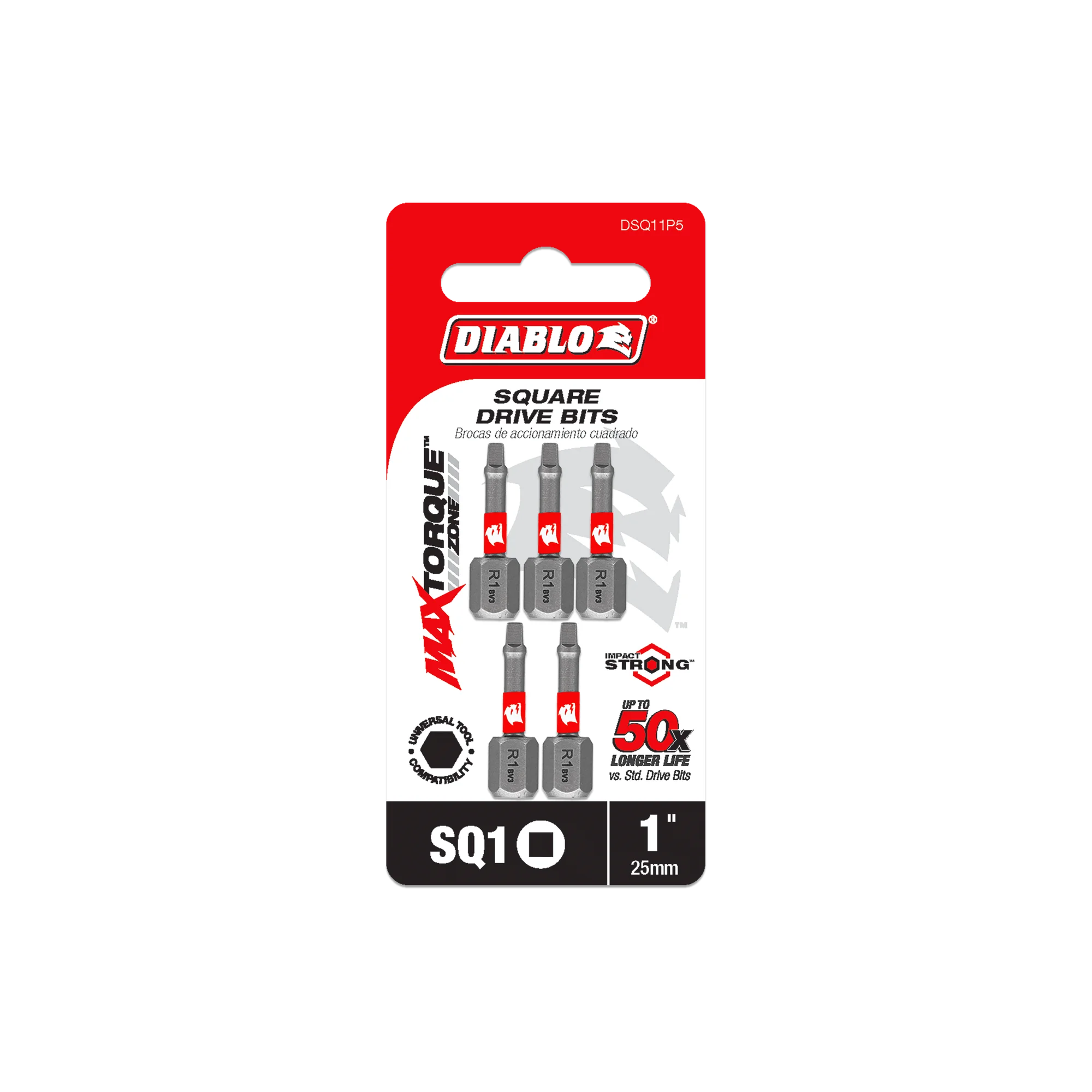 DIABLO DSQ11P5 5PK #1 SQ INSERT BIT 1"