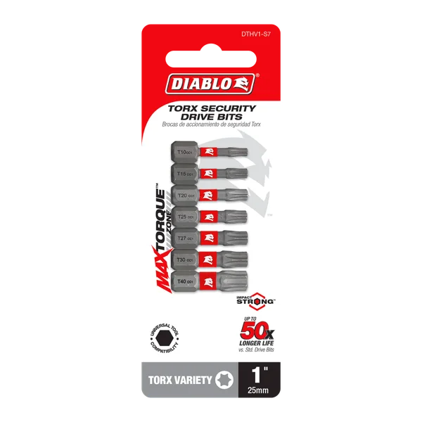 DIABLO DTHV1-S7 7 PK INSERT BIT TORX 1"