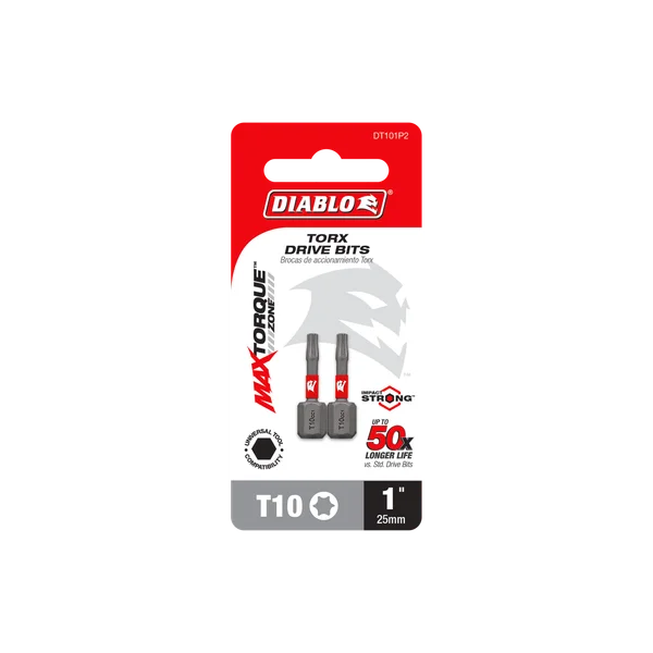 DIABLO DT101P2 2PK T10 INSERT BIT 1"