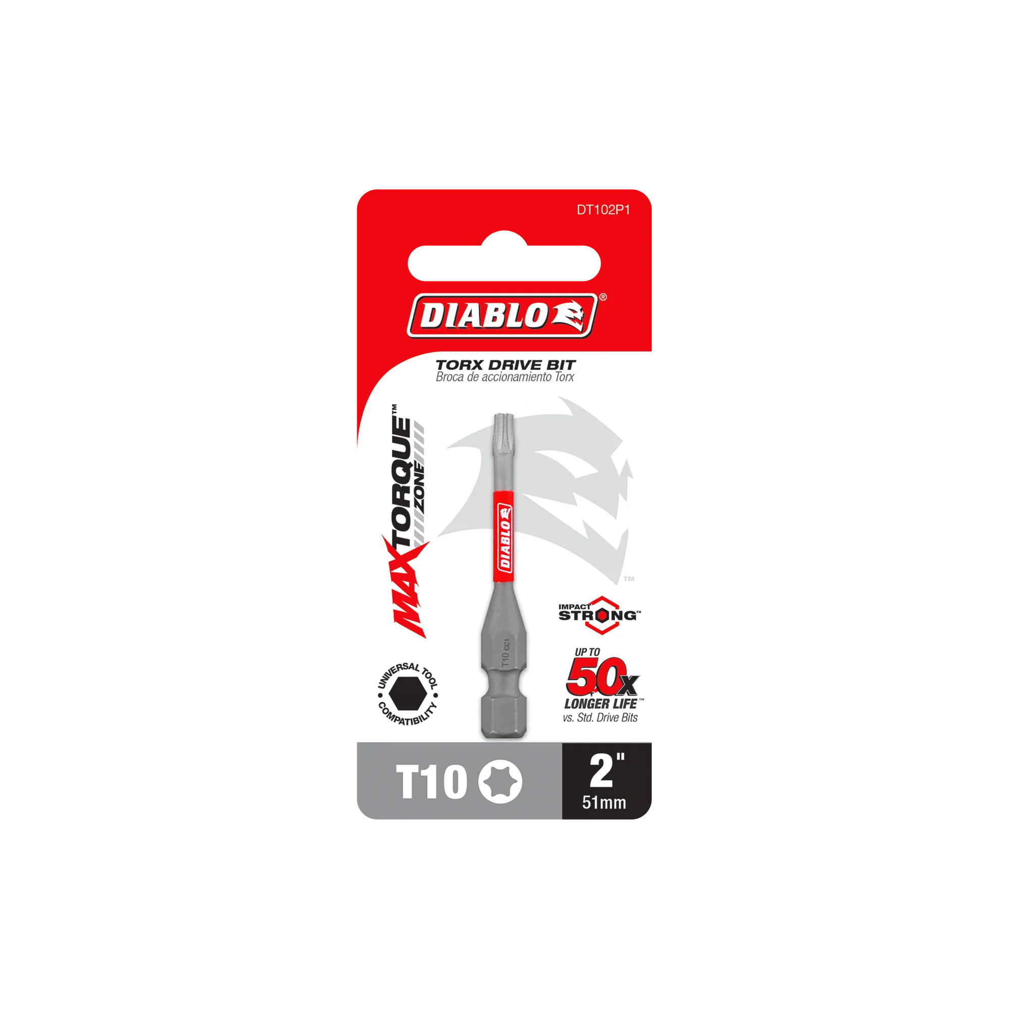 DIABLO DT102P1 1PK T10 INSERT BIT 2"