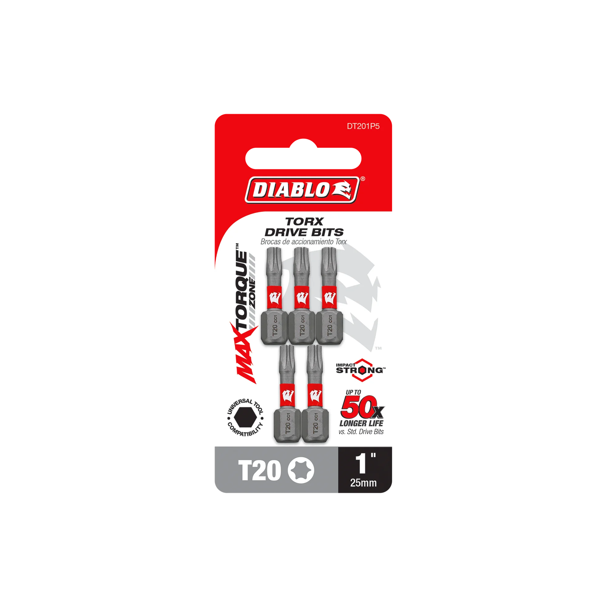 DIABLO DT201P5 5PK T20 INSERT BIT 1"