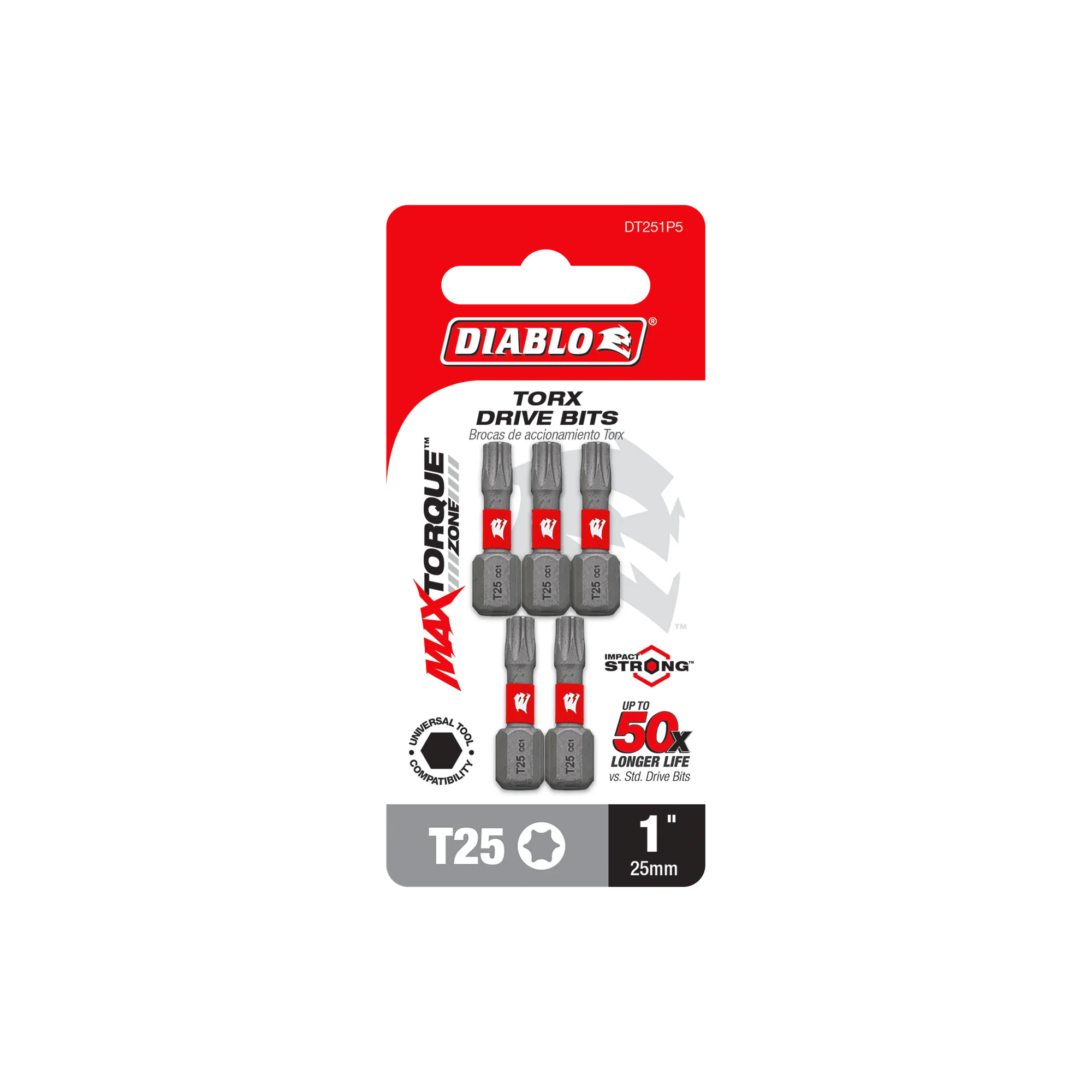 DIABLO DT251P5 5PK T25  INSERT BIT 1"