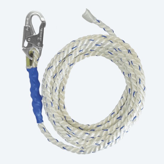 FALLTECH 8150T 5/8" X 50' WHITE POLYESTER BLEND ROPE LIFELINE W/ TAPED END