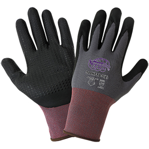 GLOBAL 500NFTD-7(S) 15GA, GRAY SEAMLESS NYLON SHELL, BLACK COATED PALM