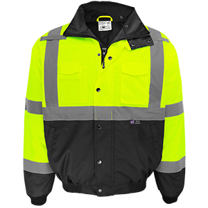 GLOBAL SAFETY JACKET GLO-EB1-M HI/VIS Y/G, SILVER REFLECTIVE, BLACK BOTTOM