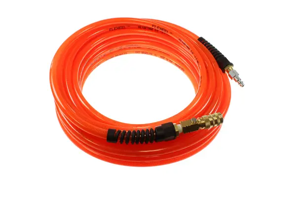 COILHOSE FLEXEEL 100 FT HOSE 1/4 X 25, STRAIN RELIEF FITTINGS, TRANSPARENT  ORANGE