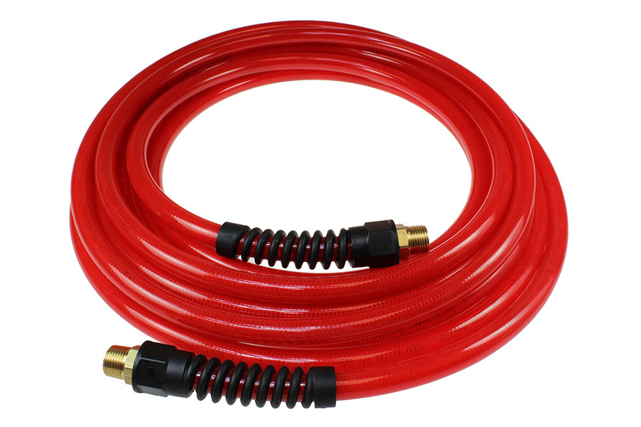 COILHOSE FLEXEEL 100 FT HOSE 5/16, REUSABLE STRAIN RELIEF FITTING, TRANSPARENT RED