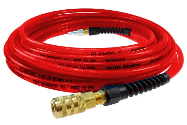 COILHOSE FLEXEEL 50 FT HOSE 3/8 X 25, STRAIN RELIEF FITTINGS, TRANSPARENT  ORANGE