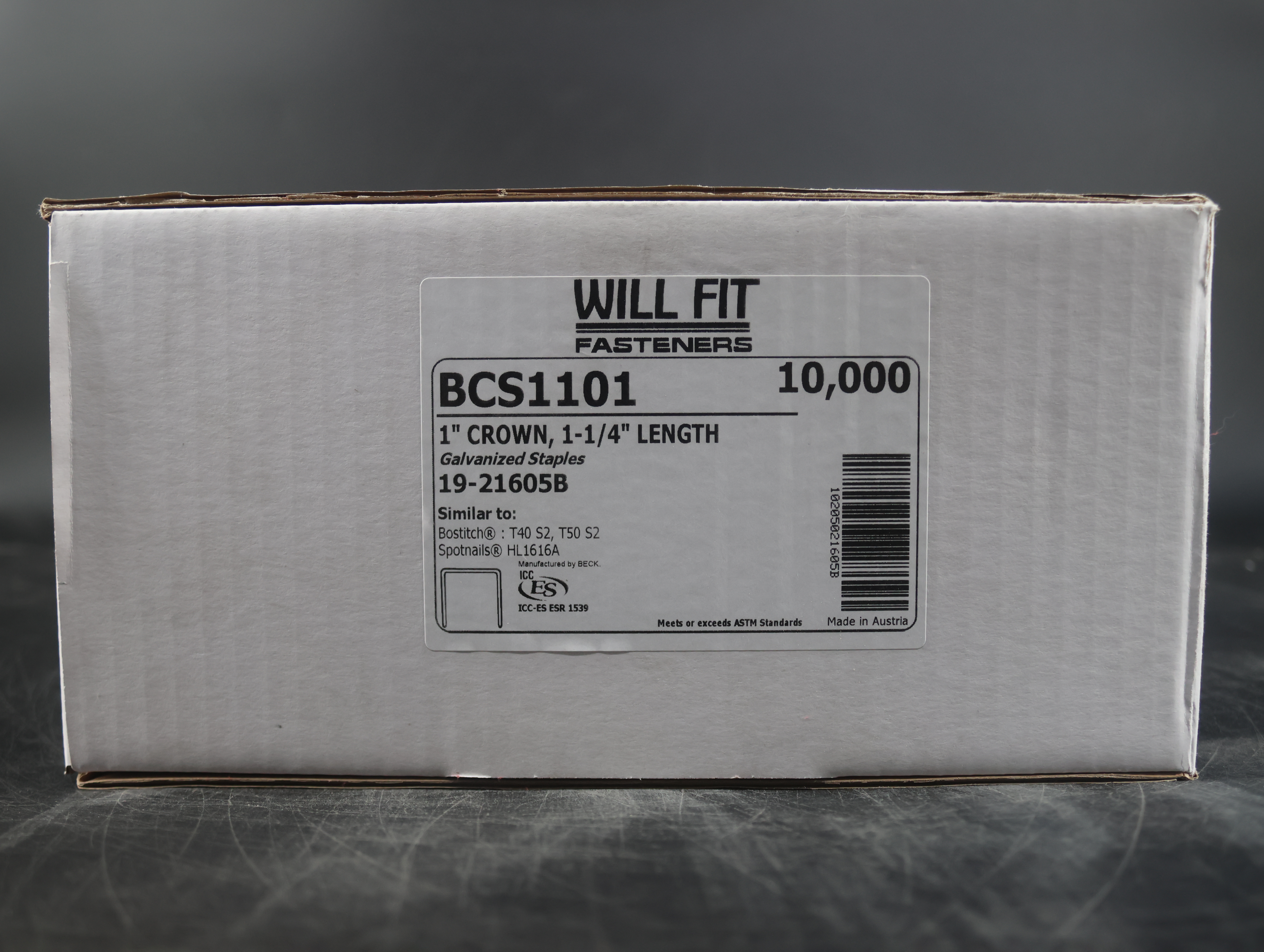WILL-FIT BCS-1101 1-1/4" TYPE    Wide Crown