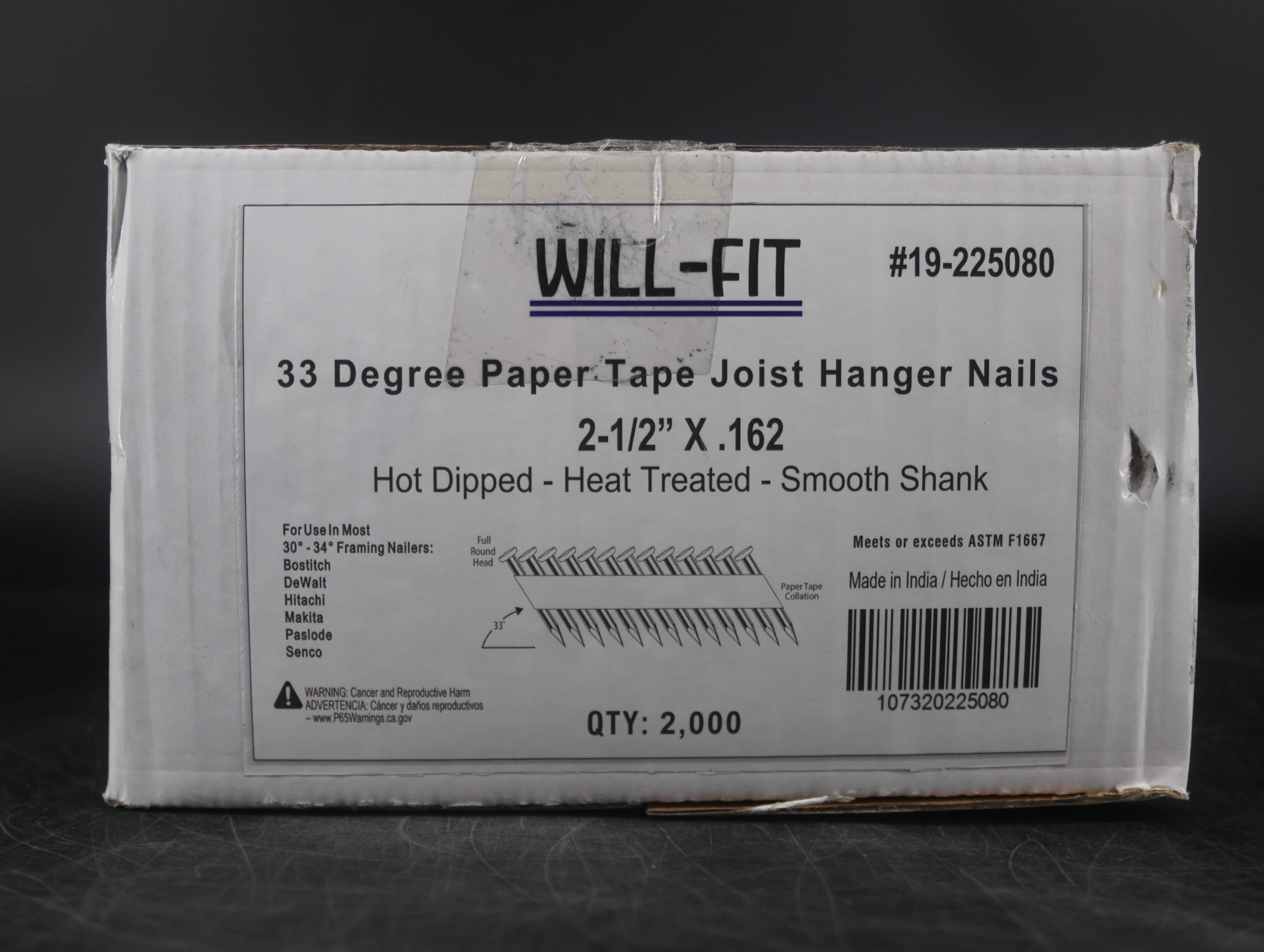WILL-FIT 2-1/2X162 HT HDG Framing Nails